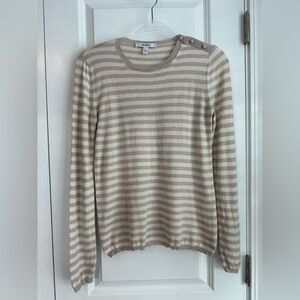 MaxMara Women’s Striped Silk Cashmere Sweater Cream Brown